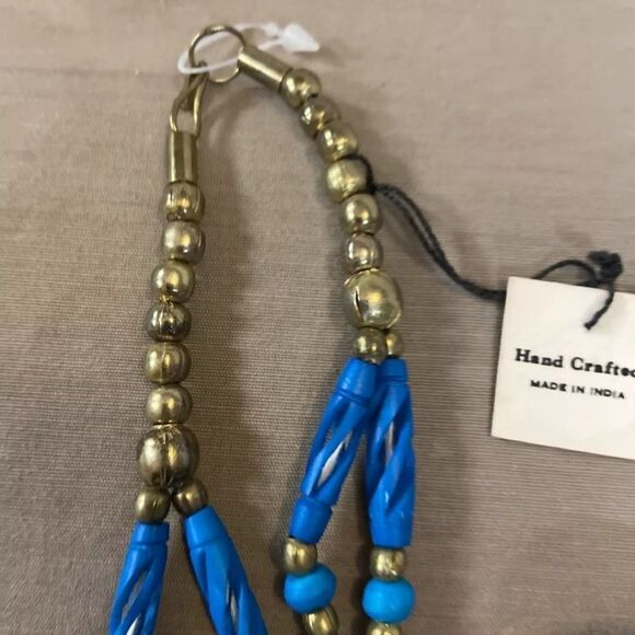 Carol for Eva Graham Vtg Beaded Turquoise Necklace & Pierced Earrings India NWT - Picture 7 of 10